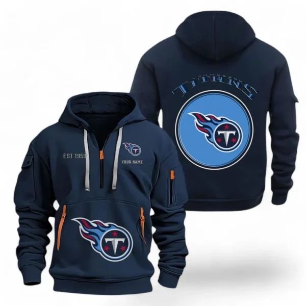 Training Hoodie Half Zipper, Fan-Friendly Logo Design NFL041 - Navy