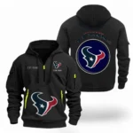 Fan Gift Hoodie Half Zipper, Sports-Inspired Logo Design NFL041 - Black
