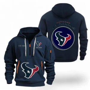 Urban Streetwear Hoodie, Half-Zip with Exclusive Logo NFL041 - Navy