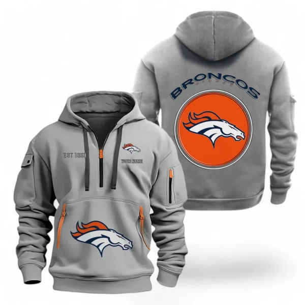 Everyday Hoodie Half Zipper, Athletic-Inspired Logo NFL041 - Gray