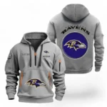 Training Hoodie Half Zipper, Fan-Friendly Logo Design NFL041 - Gray
