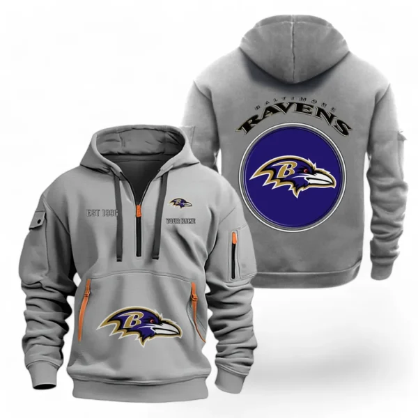 Training Hoodie Half Zipper, Fan-Friendly Logo Design NFL041 - Gray