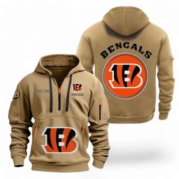 Performance Hoodie Half Zipper, Fan Edition Logo NFL041 - Khaki