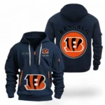 Everyday Hoodie Half Zipper, Athletic-Inspired Logo NFL041 - Navy