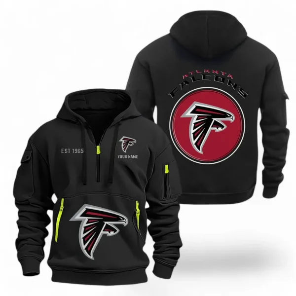 Outdoor Half-Zip Hoodie, Team Spirit Logo Design NFL041 - Black
