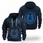 Urban Streetwear Hoodie, Half-Zip with Exclusive Logo NFL041 - Navy