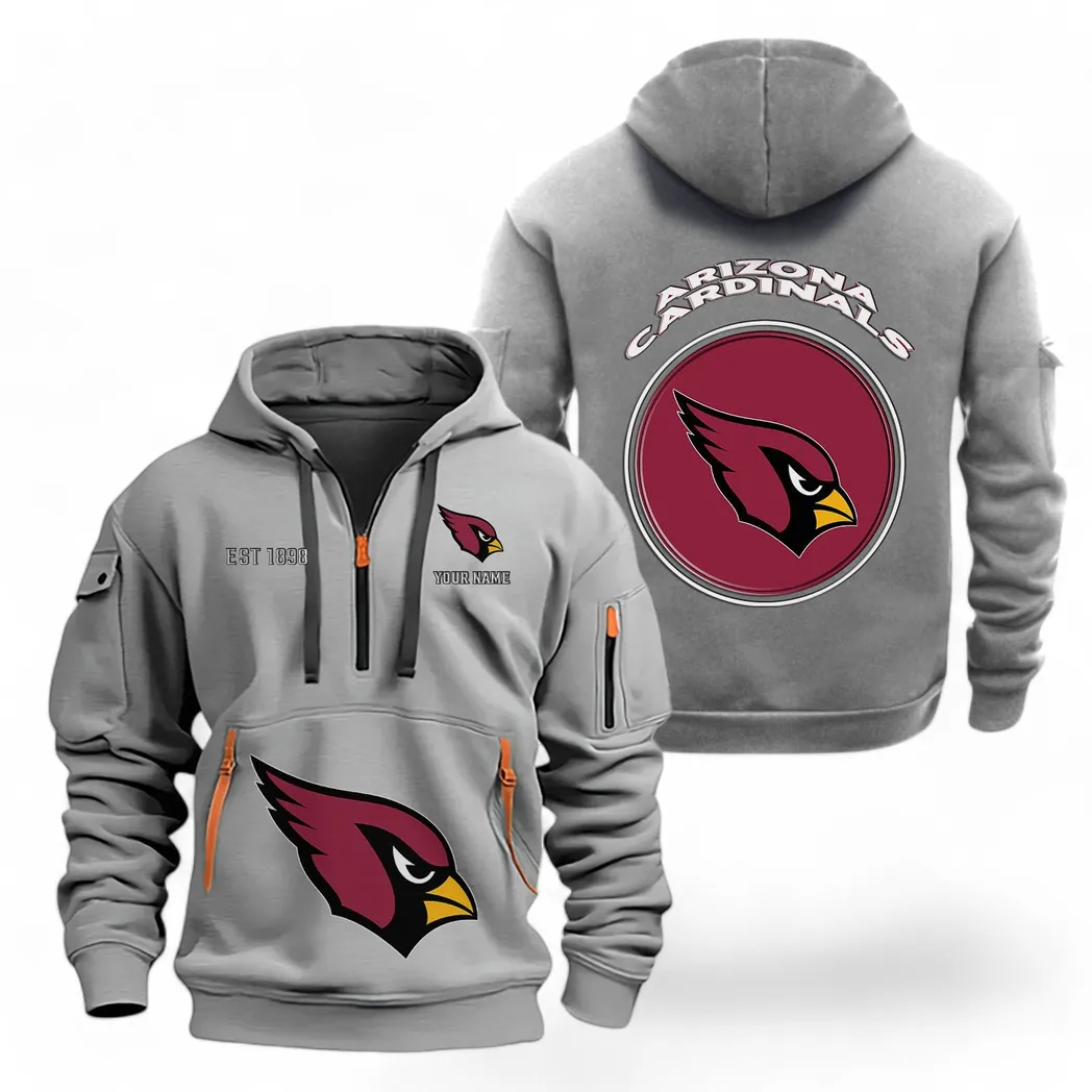 Everyday Hoodie Half Zipper, Athletic-Inspired Logo NFL041 - Gray