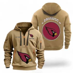Outdoor Half-Zip Hoodie, Team Spirit Logo Design NFL041 - Khaki