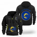 Street-Style Hoodie Half Zipper, Modern Sports Logo NFL041 - Black