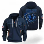 Lightweight Sports Hoodie Half Zipper, Unique Logo Print NFL061 - Navy