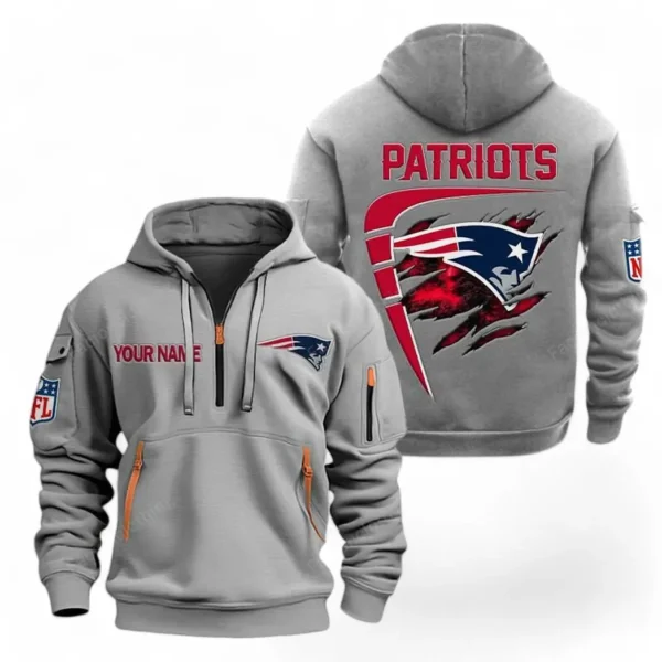 Urban Streetwear Hoodie, Half-Zip with Exclusive Logo NFL061 - Gray