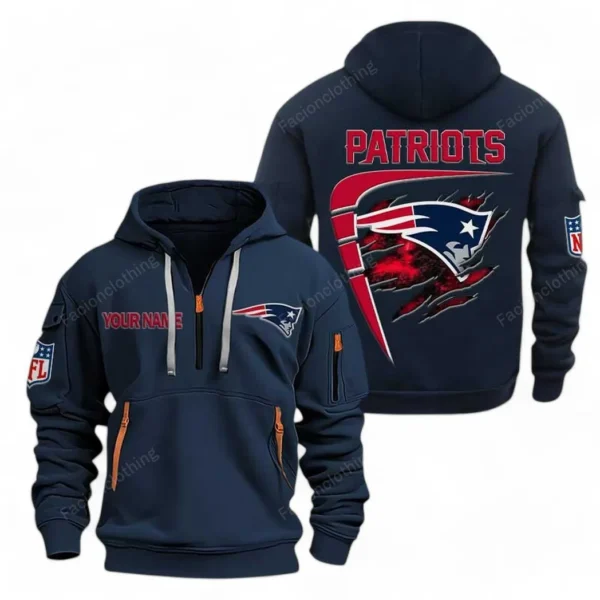 Everyday Hoodie Half Zipper, Athletic-Inspired Logo NFL061 - Navy
