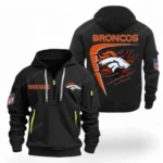 Outdoor Half-Zip Hoodie, Team Spirit Logo Design NFL061 - Black