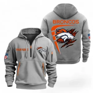 Lightweight Sports Hoodie Half Zipper, Unique Logo Print NFL061 - Gray