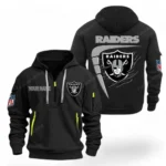 Fan Gift Hoodie Half Zipper, Sports-Inspired Logo Design NFL061 - Black