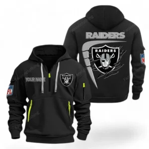 Fan Gift Hoodie Half Zipper, Sports-Inspired Logo Design NFL061 - Black