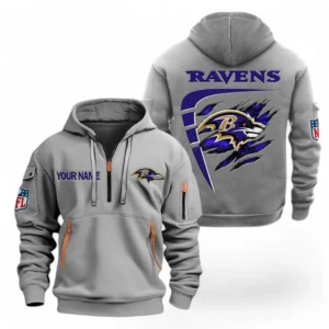 Training Hoodie Half Zipper, Fan-Friendly Logo Design NFL061 - Gray