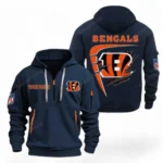 Everyday Hoodie Half Zipper, Athletic-Inspired Logo NFL061 - Navy