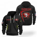 Outdoor Half-Zip Hoodie, Team Spirit Logo Design NFL061 - Black