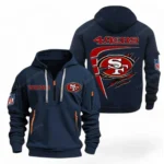 Training Hoodie Half Zipper, Fan-Friendly Logo Design NFL061 - Navy