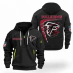 Fan Gift Hoodie Half Zipper, Sports-Inspired Logo Design NFL061 - Black