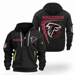 Fan Gift Hoodie Half Zipper, Sports-Inspired Logo Design NFL061 - Black