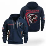 Urban Streetwear Hoodie, Half-Zip with Exclusive Logo NFL061 - Navy