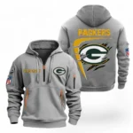 Everyday Hoodie Half Zipper, Athletic-Inspired Logo NFL061 - Gray