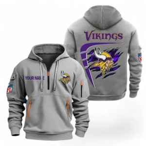 Training Hoodie Half Zipper, Fan-Friendly Logo Design NFL061 - Gray