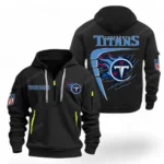 Fan Gift Hoodie Half Zipper, Sports-Inspired Logo Design NFL061 - Black