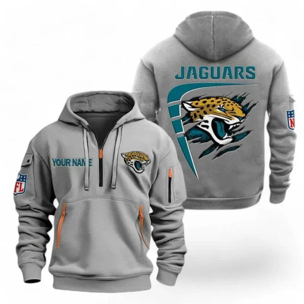 Everyday Hoodie Half Zipper, Athletic-Inspired Logo NFL061 - Gray