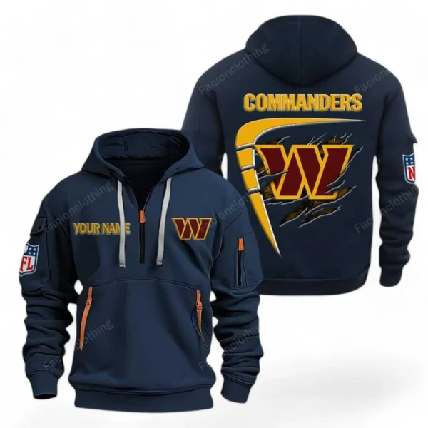 Everyday Hoodie Half Zipper, Athletic-Inspired Logo NFL061 - Navy