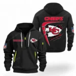 Performance Hoodie Half Zipper, Fan Edition Logo NFL061 - Black