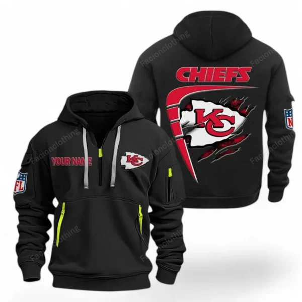 Performance Hoodie Half Zipper, Fan Edition Logo NFL061 - Black