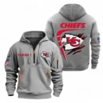 Everyday Hoodie Half Zipper, Athletic-Inspired Logo NFL061 - Gray