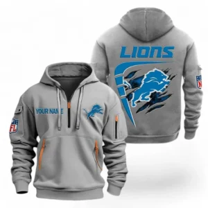 Training Hoodie Half Zipper, Fan-Friendly Logo Design NFL061 - Gray