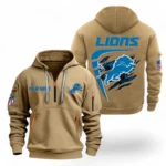Fan Gift Hoodie Half Zipper, Sports-Inspired Logo Design NFL061 - Khaki