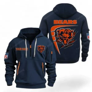 Everyday Hoodie Half Zipper, Athletic-Inspired Logo NFL061 - Navy