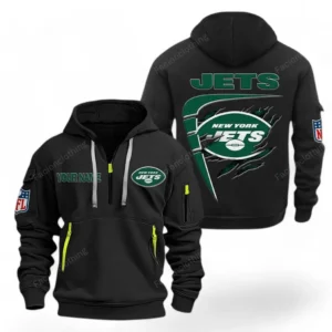 Outdoor Half-Zip Hoodie, Team Spirit Logo Design NFL061 - Black
