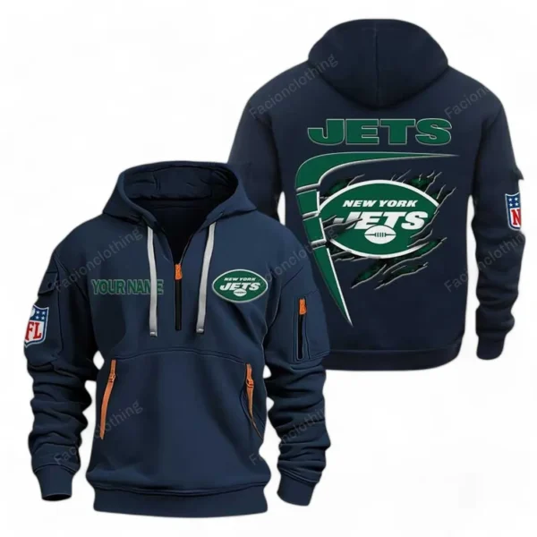 Training Hoodie Half Zipper, Fan-Friendly Logo Design NFL061 - Navy