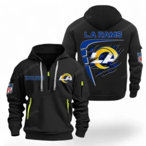 Fan Gift Hoodie Half Zipper, Sports-Inspired Logo Design NFL061 - Black