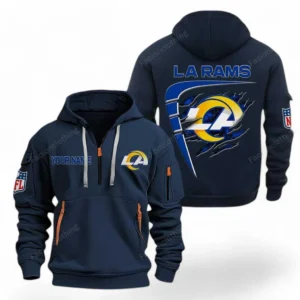 Urban Streetwear Hoodie, Half-Zip with Exclusive Logo NFL061 - Navy