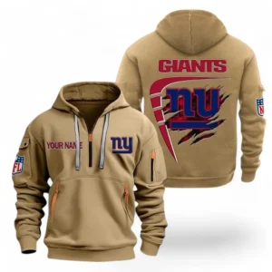 Outdoor Half-Zip Hoodie, Team Spirit Logo Design NFL061 - Khaki