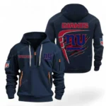 Lightweight Sports Hoodie Half Zipper, Unique Logo Print NFL061 - Navy