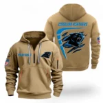 Fan Gift Hoodie Half Zipper, Sports-Inspired Logo Design NFL061 - Khaki