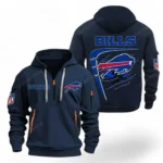 Everyday Hoodie Half Zipper, Athletic-Inspired Logo NFL061 - Navy