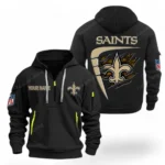 Outdoor Half-Zip Hoodie, Team Spirit Logo Design NFL061 - Black
