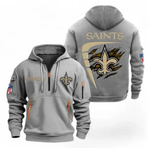 Lightweight Sports Hoodie Half Zipper, Unique Logo Print NFL061 - Gray
