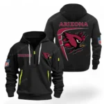 Fan Gift Hoodie Half Zipper, Sports-Inspired Logo Design NFL061 - Black