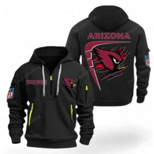 Fan Gift Hoodie Half Zipper, Sports-Inspired Logo Design NFL061 - Black